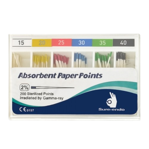 Штифты бумажные Sure-endo кон.02 уп/200 шт