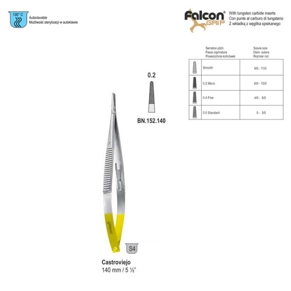 Иглодержатель микрохирургический Castroviejo 140 мм (BN.152.140)