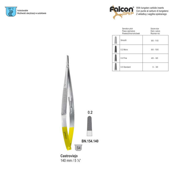 Иглодержатель микрохирургический Castroviejo 140 мм (BN.154.140)