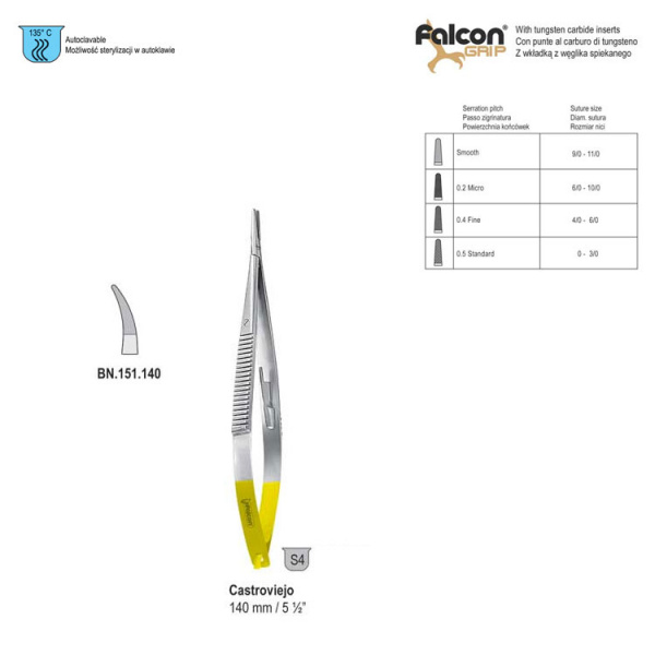 Иглодержатель микрохирургический Castroviejo 140 мм (BN.151.140)